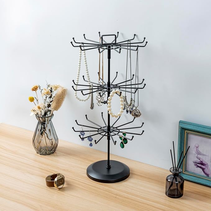 MyGift 3 Tier Classic Large Black Metal Jewelry Tree Holder Organizer - Image 5