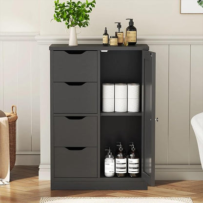 Vongrasig Bathroom Floor Cabinet, Wooden Storage Organizer - Image 2