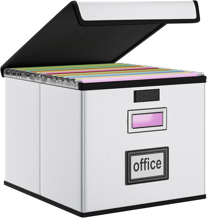 File Organizer Box with Lids, Collapsible File Folder Organizer | File Box with by Huolewa