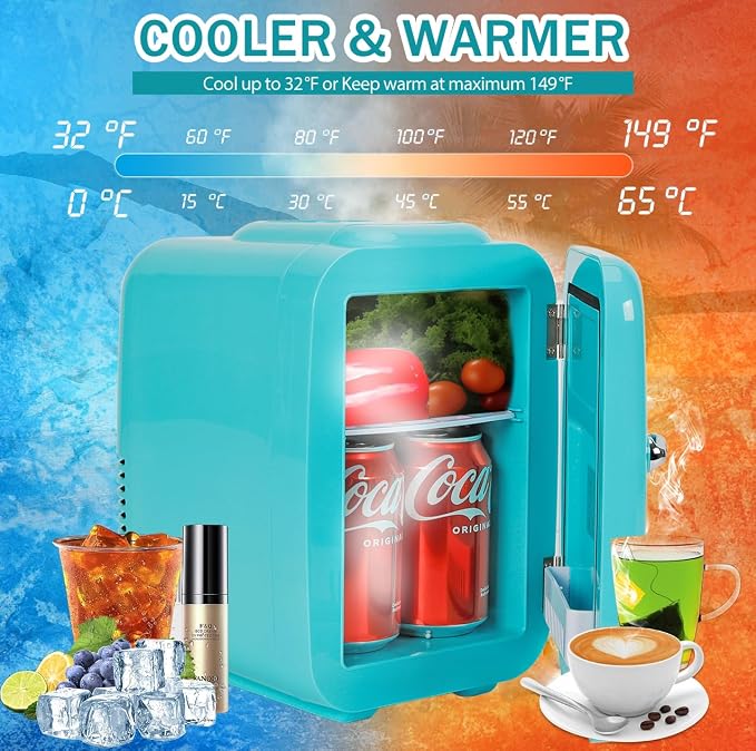 CAYNEL Mini Fridge, 4 Liter/ 6 Cans Small Refrigerator - Image 4
