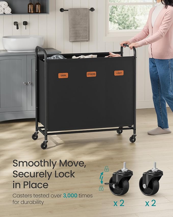 SONGMICS 3-Section Laundry Sorter, Laundry Hamper - Image 4