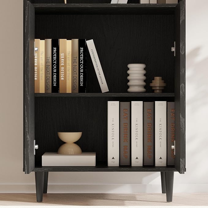 TUSY 70.9“ H Bookcase with Doors, 6-Tier Bookshelf with Open Shelf, Display - Image 6