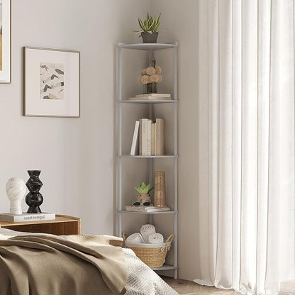 SUNMORY 5 Tier Corner Shelf, Industrial Display Shelf, Narrow Plant Stand - Image 5