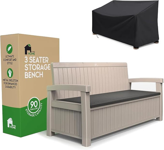 EconoHome 3 Seat Outdoor Storage Bench by EconoHome