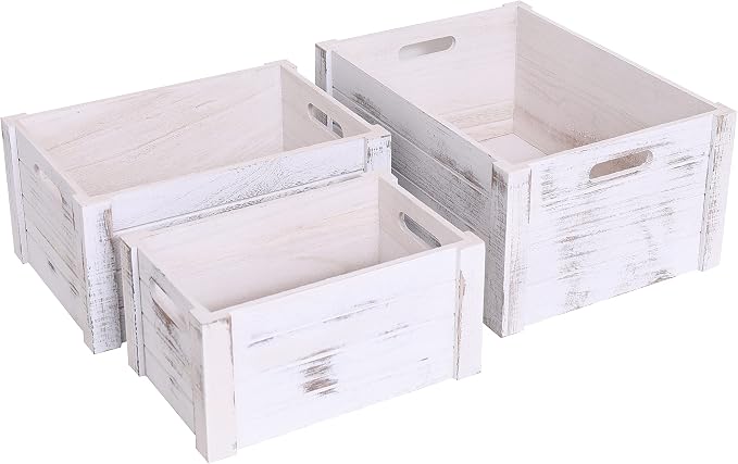 Farmhouse Antique White Wooden Crate - Image 8