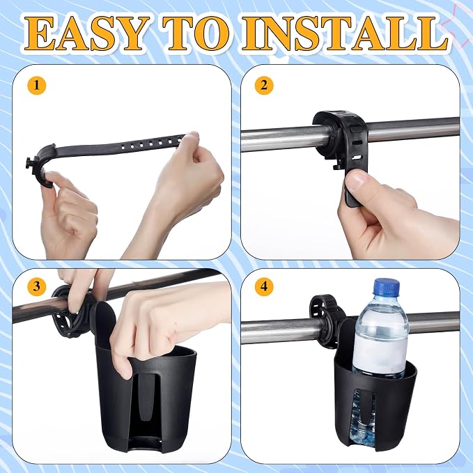 Domensi 2 Pcs Bed Cup Holder Black Plastic Movable Cup Holder - Image 2