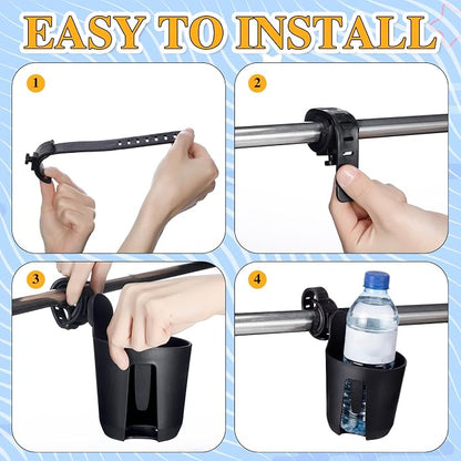 Domensi 2 Pcs Bed Cup Holder Black Plastic Movable Cup Holder - Image 2