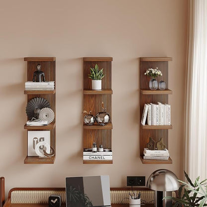 LitaEther 4 Tiered Wood Wall Shelf Units, Lack Floating Shelves, Rustic - Image 6