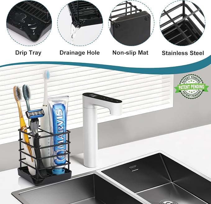 Toothbrush Holders for Bathrooms, Stainless Steel Bathroom Toothbrush Holder - Image 4