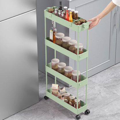 SPACELEAD Slim Storage Cart 4 Tier, Bathroom Organizer Rolling Utility - Image 4