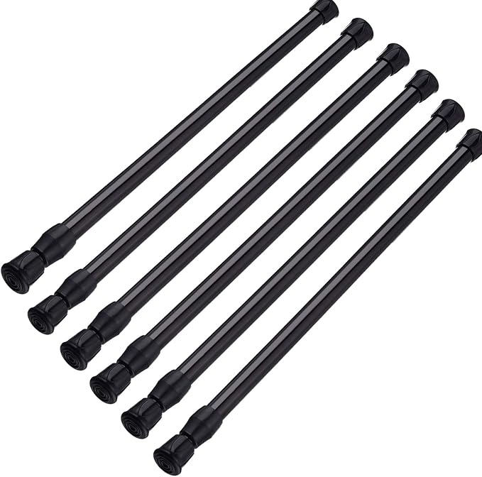SIQUK 6 Pack Cupboard Bars Adjustable Spring Tension Rods Black Refrigerator by SIQUK