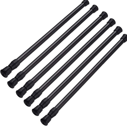 SIQUK 6 Pack Cupboard Bars Adjustable Spring Tension Rods Black Refrigerator by SIQUK
