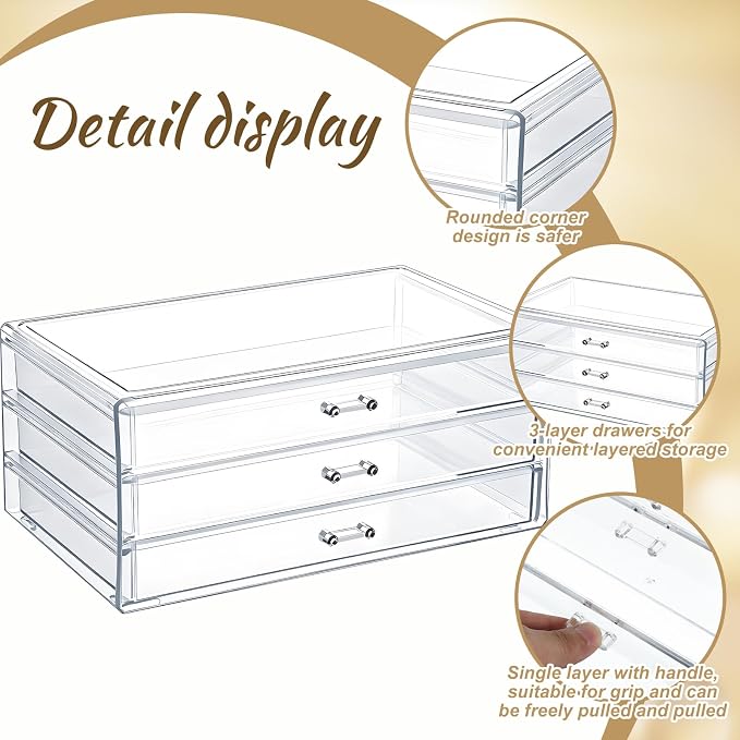 Acrylic Drawers Stackable, 9.3 X 5.3 X 4 Inch Stackable Makeup Organizer - Image 4