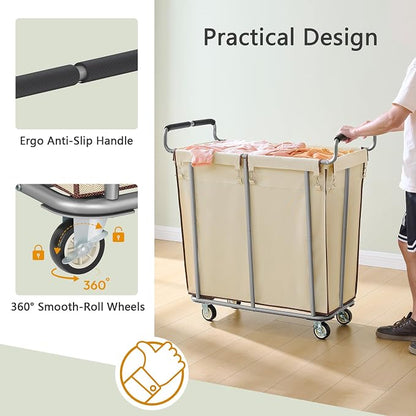 Large laundry hamper with Wheels, 2 Bag 360L Big Rolling Laundry Basket Sorter - Image 6