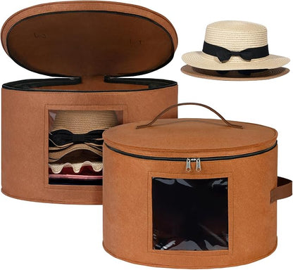 Lifewit Round Cowboy Hat Box for 7 Caps, Large Felt Hat Organizer Bag for Men & by Lifewit