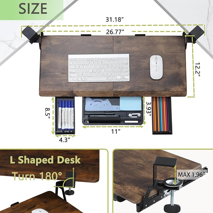 ETHU Keyboard Tray Under Desk, Ergonomic Corner Keyboard Tray - Image 3