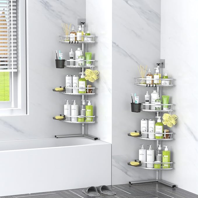 Aitatty Standing Shower Caddy Corner: 4-tier Rustproof Shower Organizer Shelf - Image 7