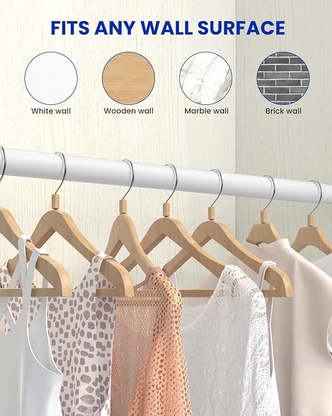 Closet Rods for Hanging Clothes, 17 to 84 Inches Stepless Adjustable Metal - Image 8
