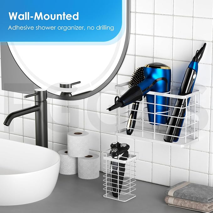 Agotglmi Hair Tool Organizer, Dryer Holder, 3 in 1 Blow Bathroom Organizer Wall - Image 4