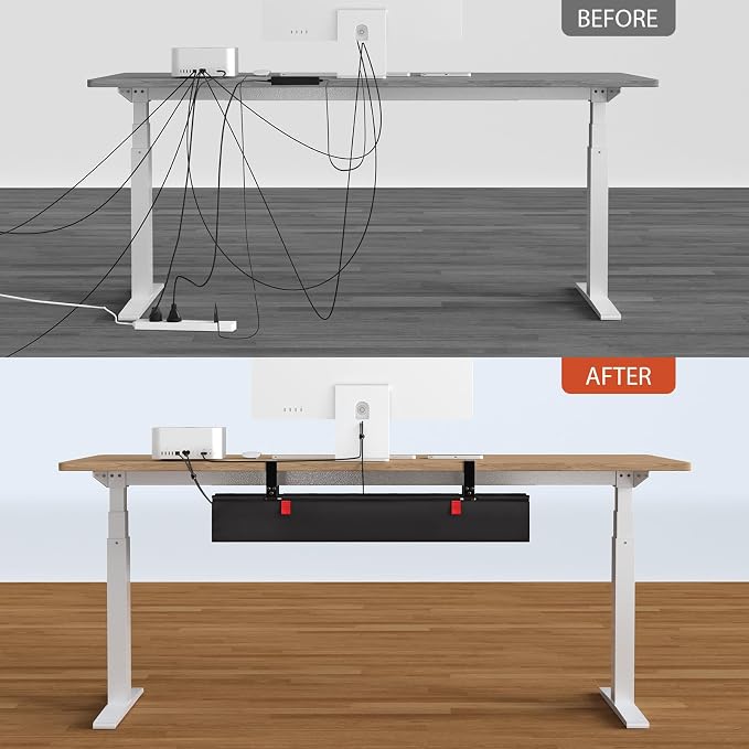 Univivi No Drill Under Desk Cable Management Tray, Clamp/Screw Mount Desk Cable - Image 7