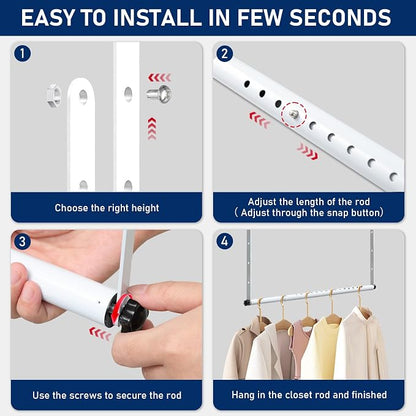 Hanging Closet Rod Extenders, Adjustable Width and Height Closet Extender - Image 6