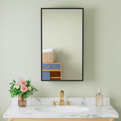 Buruis 14 x 24 Inch Framed Medicine Cabinet Mirror - Image 8