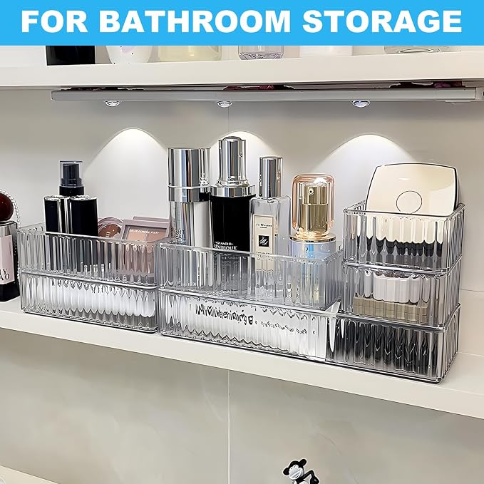 HOTOOLME 14PCS Clear Drawer Organizers Bins, 4 Size Clear Makeup Drawer - Image 9