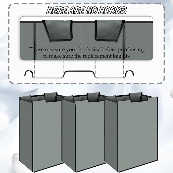 3 Pack Large Laundry Sorter Replacement Bags, Hamper Cart Removable Replacement - Image 3