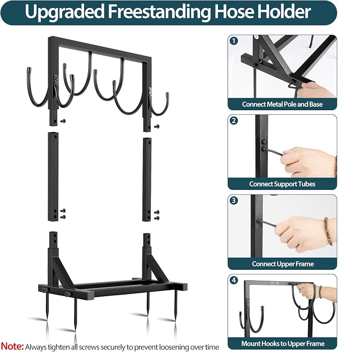 Garden Hose Holder Stand, BOLITE Heavy Duty Metal Hose Hanger, Holds 150ft | - Image 9