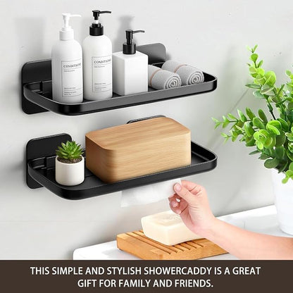 HINIHAO 2pc Wall Mounted Floating Shelf, Self Adhesive Small Shelf, No Drill - Image 3