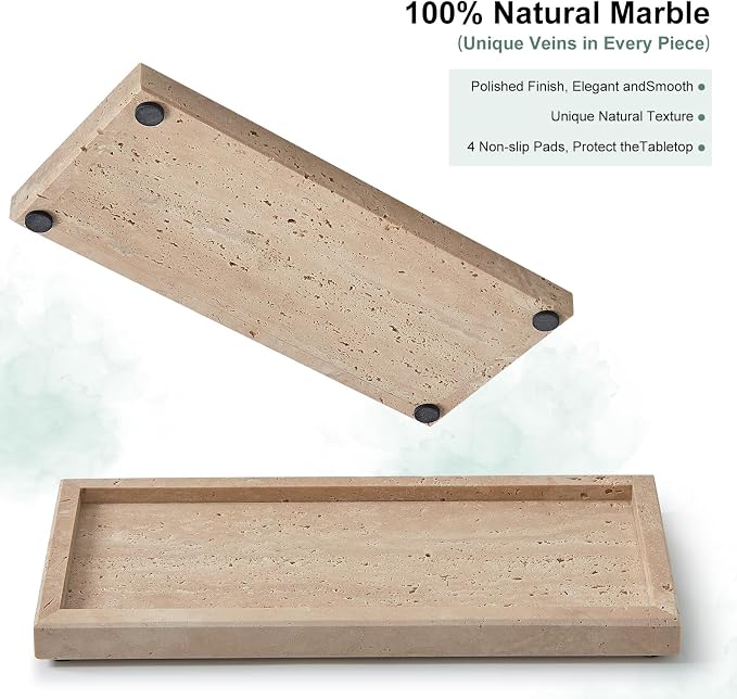 Natural Small Travertine Tray for Bathroom Vanity and Kitchen Sink, Stone - Image 3