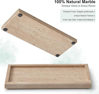 Natural Small Travertine Tray for Bathroom Vanity and Kitchen Sink, Stone - Image 3