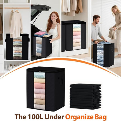 SpaceWhisper 8 Pack 100L Clothes Storage, Foldable Thick Fabric Blanket Storage - Image 6