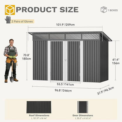 DWVO 9x4 FT Outdoor Storage Shed - Image 8