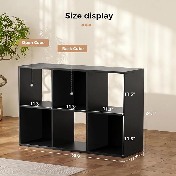 LUCKLIFE 6-Cube Storage Organizer, Stackable Modular Bookcase Shelf - Image 2
