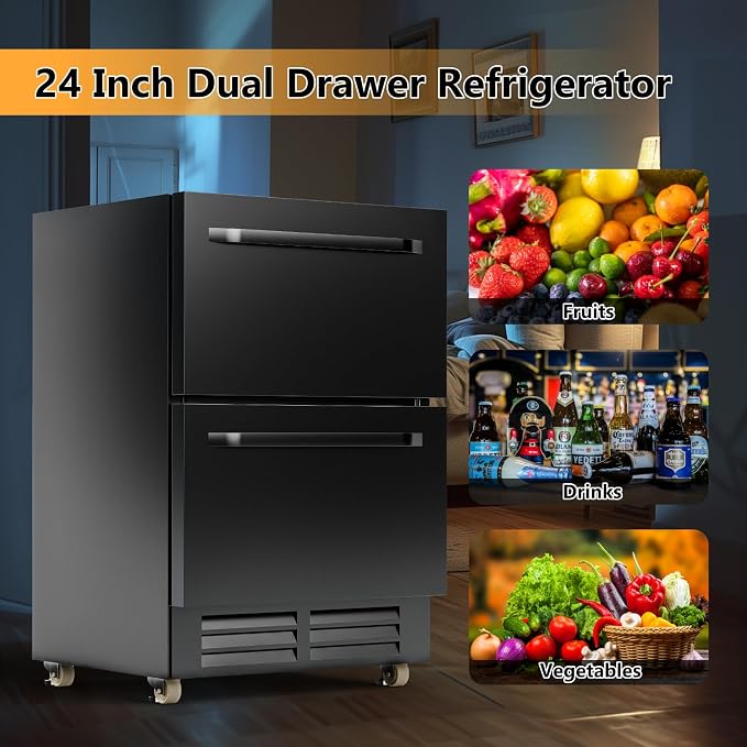 24 Inch Under Counter Dual Drawer Beverage Fridge, Weather Proof Outdoor - Image 7