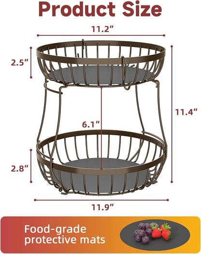 Sevenblue 2 Tier Fruit Bowl for Kitchen Counter, Extra Large | Sturdy Metal - Image 7
