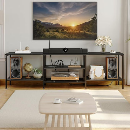 HOOBRO TV Stand with Power Outlets to 75 Inches, TV Console Table with Open - Image 2