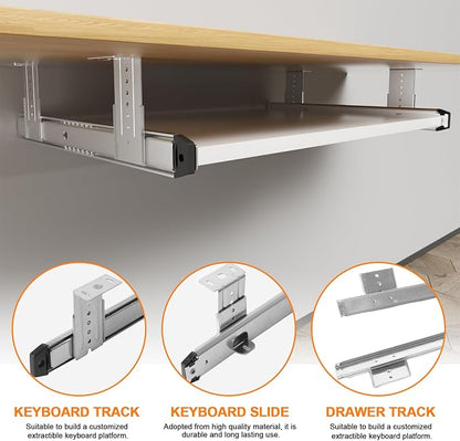 Under Desk Keyboard Tray Pull Out Slide Height Adjustable Slide Out Keyboard - Image 4
