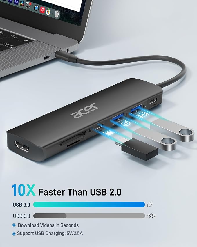 Acer USB C Hub, 7 in 1 USB-C to HDMI Dock, 2 USBA 3.1 GEN1 and 5Gbps Type-C - Image 3