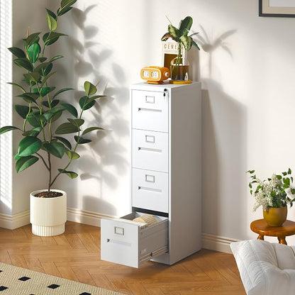 4 Drawer File Cabinet with Lock, Metal Vertical Filing Storage Cabinet - Image 6