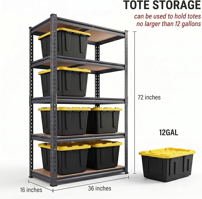 Shelving Unit, 2850LBS Heavy Duty Metal Shelves - Image 3