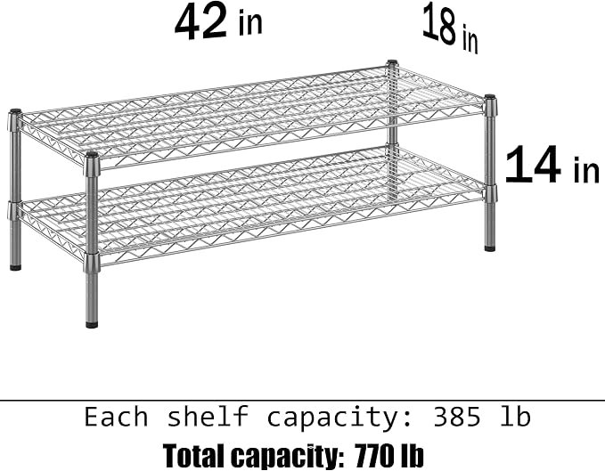18" Deep x 42" Wide x 14" Height Wire Shelving Kit | 2-Tier | NSF Commercial - Image 3