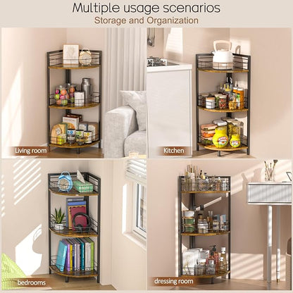 DAOUTIME Bathroom Standing Shelf, 3 Tier Corner Stand, Free-Standing Shelf Units - Image 7