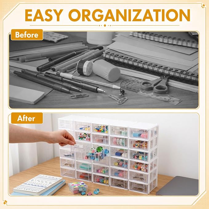 Novabright 30 Pcs Stackable Drawers Storage Plastic Drawers Small Parts Storage - Image 3