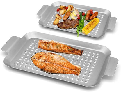 Grill Topper Non-Stick Stainless Steel BBQ Tray by Unknown