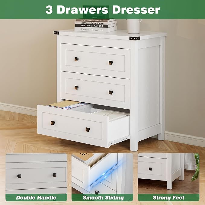 Dresser for Bedroom with 3 Drawers, Small Chests of Drawers, 27.55" Wide - Image 5