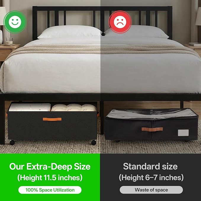 Under Bed Storage with Wheels, No Assemble Metal Rolling Underbed Storage - Image 4