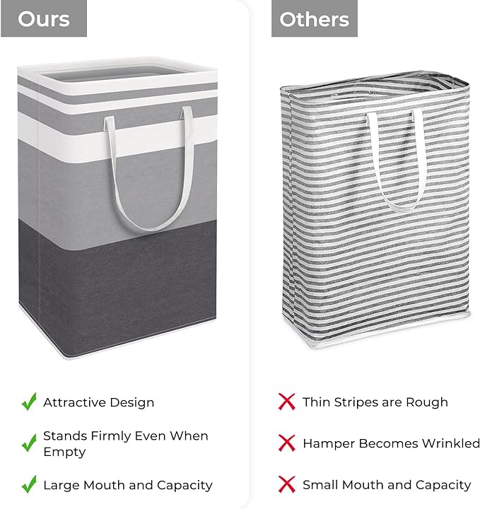HomeHacks 2-Pack Large Laundry Basket, Waterproof, Freestanding Laundry Hamper - Image 3
