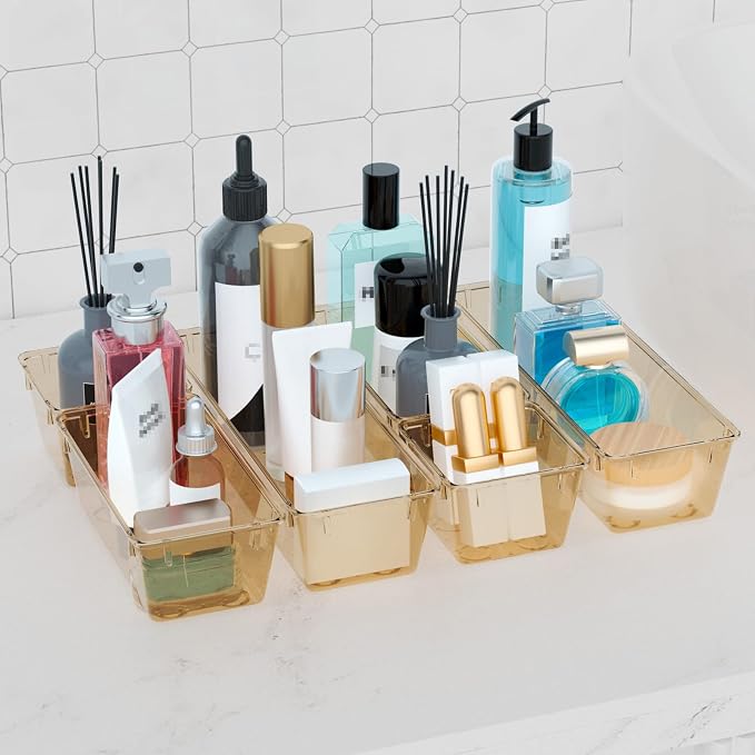 WOWBOX 9 Pack Clear Drawer Organizer Set, Acrylic Drawer Storage Trays - Image 7